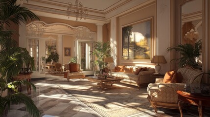 Fototapeta premium 3d rendering of furnished home apartment