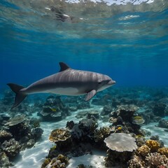 Obraz premium Porpoise Face Close-Up: A Calm and Gentle Ocean Encounter