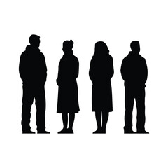 silhouette of the back view of people on a white background