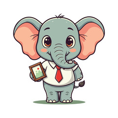 Fototapeta premium Cute Elephant Cartoon Vector Icon Illustration Animal Sport Icon Isolated Flat vector illustration