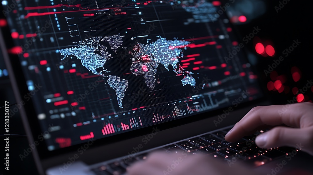 Poster interacting with global data visualization through advanced digital interfaces