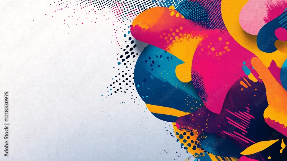 Poster Abstract colorful background with modern shapes and halftone pattern