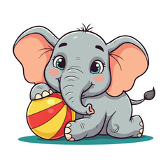 Cute Elephant Cartoon Vector Icon Illustration Animal Sport Icon Isolated Flat vector illustration