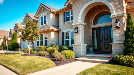 Luxury Suburban House Exterior: Dream Home Architecture and Landscaping