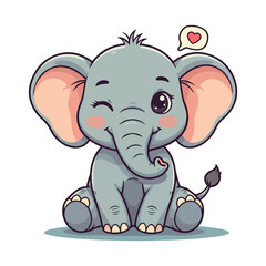 Cute Elephant Cartoon Vector Icon Illustration Animal Sport Icon Isolated Flat vector illustration
