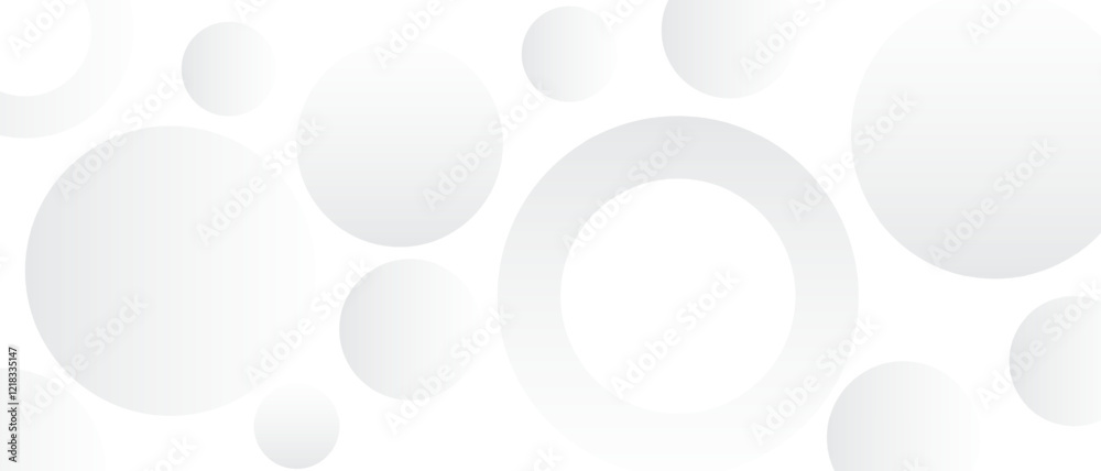 Sticker white background with gray circle shape. white abstract modern transparency circle presentation back
