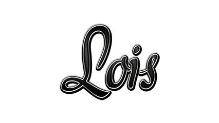 black metal 3d design of name Lois on white background.