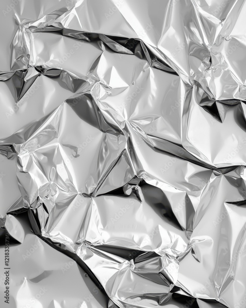 Poster artistic silver foil background with sharp reflections abstract patterns bold textures close-up view
