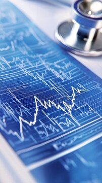 Diagnostic scan printout analysis medical facility closeup data visualization clean environment professional perspective