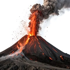 Volcano Erupting png isolated on white background