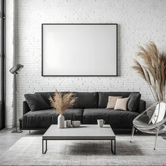 Frame Mockup - Minimalist Living Room with Sunlight Shadows