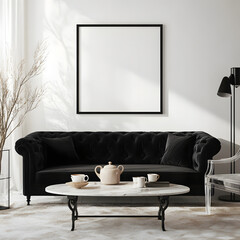 Frame Mockup - Minimalist Living Room with Sunlight Shadows
