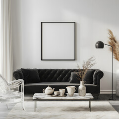 Frame Mockup - Minimalist Living Room with Sunlight Shadows