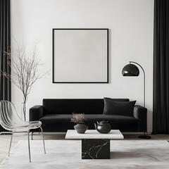 Frame Mockup - Minimalist Living Room with Sunlight Shadows