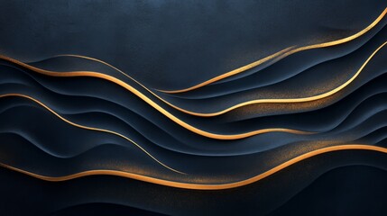 Fototapeta premium Abstract Dark Waves with Gold Accents