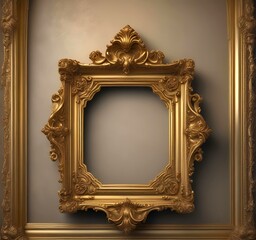 Illustration of vintage golden frame.
