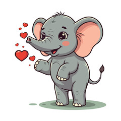 Cute Elephant Cartoon Vector Icon Illustration Animal Sport Icon Isolated Flat vector illustration