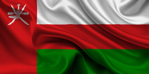 High detailed flag of Oman. National Oman flag. Asia. 3D illustration.