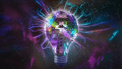 Brilliant Puzzle Lightbulb- Innovative Solution Concept