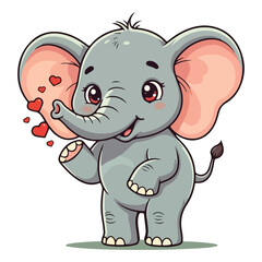 Cute Elephant Cartoon Vector Icon Illustration Animal Sport Icon Isolated Flat vector illustration
