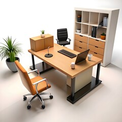 Fototapeta premium Office desk with lamp table isolated on transparent or white background