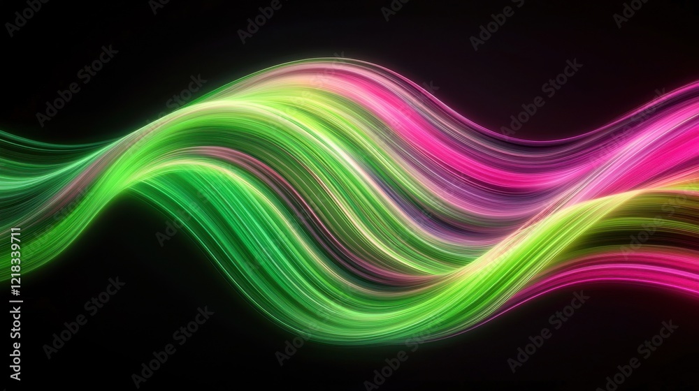 Poster dynamic neon light trails creating angular patterns on black background futuristic visual art energe