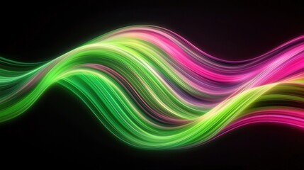 Dynamic neon light trails creating angular patterns on black background futuristic visual art energetic vibe