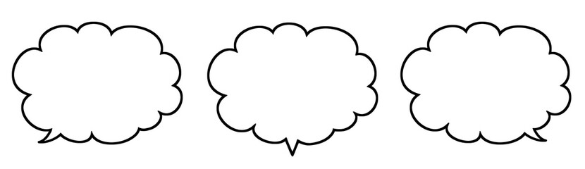 吹き出し　雲形　枠　セット　素材　もこもこ　もくもく　ふわふわ　飾り　ポップ　シンプル　あしらい　見出し　タイトル　囲み　会話　言葉　しゃべる　考え　気持ち　思い　コメント　雲型　サインペン　speech bubble,speech balloon,set