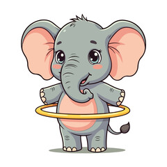 Cute Elephant Cartoon Vector Icon Illustration Animal Sport Icon Isolated Flat vector illustration