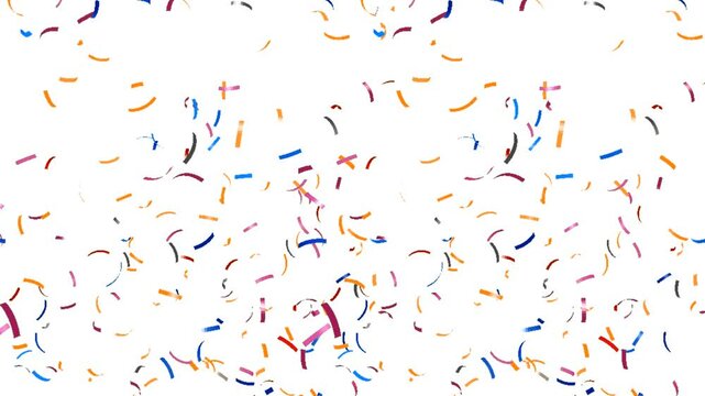 confetti rain background on white screen. festive decoration