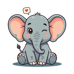 Cute Elephant Cartoon Vector Icon Illustration Animal Sport Icon Isolated Flat vector illustration