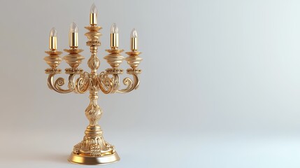 Fototapeta premium Elegant Gold Candelabra with Five Candles Home Decor