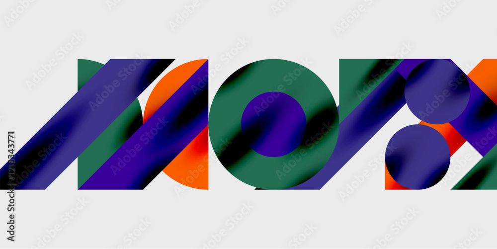 Poster Modern abstract background featuring circles, lines, and triangles in a dynamic geometric composition. Perfect for stylish, tech, or creative-themed designs