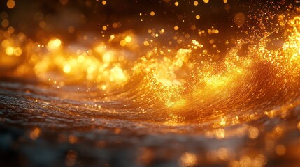 Naklejka premium Golden Hour Waves: A Symphony of Light and Water
