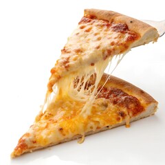 Melted Cheese Pizza Slice png isolated on white background