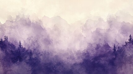 Lavender Hues Paint a Misty Mountain Scene