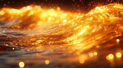 Naklejka premium Golden Hour Waves: A Symphony of Sunlight and Water