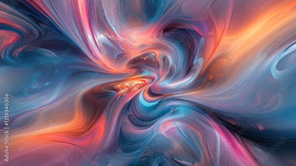 Poster abstract colorful swirl design with flowing shapes and vibrant hues, embodying a sense of motion and