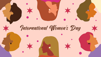 Women's day background for greeting, gift card and poster. Womens day digital banner, march 8. Women illustration vector.
