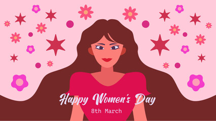 Women's day background for greeting, gift card and poster. Womens day digital banner, march 8. Women illustration vector.