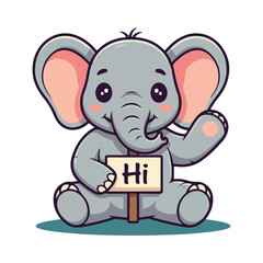 Cute Elephant Cartoon Vector Icon Illustration Animal Sport Icon Isolated Flat vector illustration