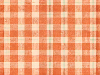 Orange and Cream Plaid Pattern Seamless Texture.