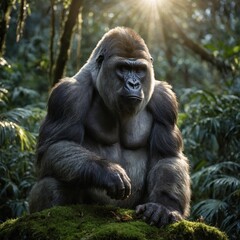 "Silver-Backed Gorilla in a Jungle"
