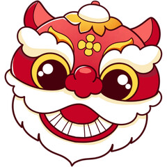 Flat chinese new year lion dance illustration
