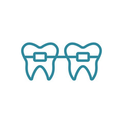 Braces tooth medical icon, designed with clean lines and modern simplicity