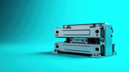 Obraz premium High-capacity hydraulic jack, set against a gradient turquoise background.