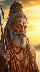 Obraz premium indian pilgrim or sadhu