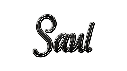black metal 3d design of name Saul on white background.