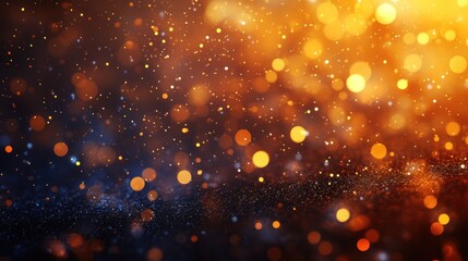 Fototapeta premium Abstract golden and blue bokeh lights background.