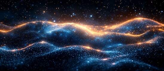 Obraz premium Abstract Cosmic Landscape: Celestial Waves of Stardust and Light